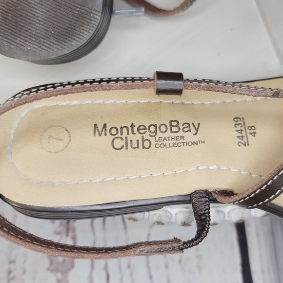 Montego Bay Club Leather Collection Brown Strappy Sandal Size 7 - Picture 12 of 12